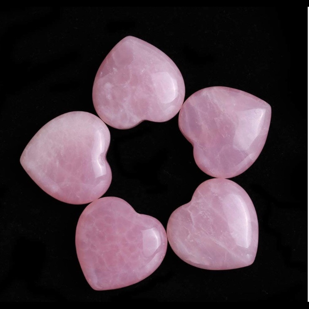 One Crystal Rose Quartz Heart Stone
